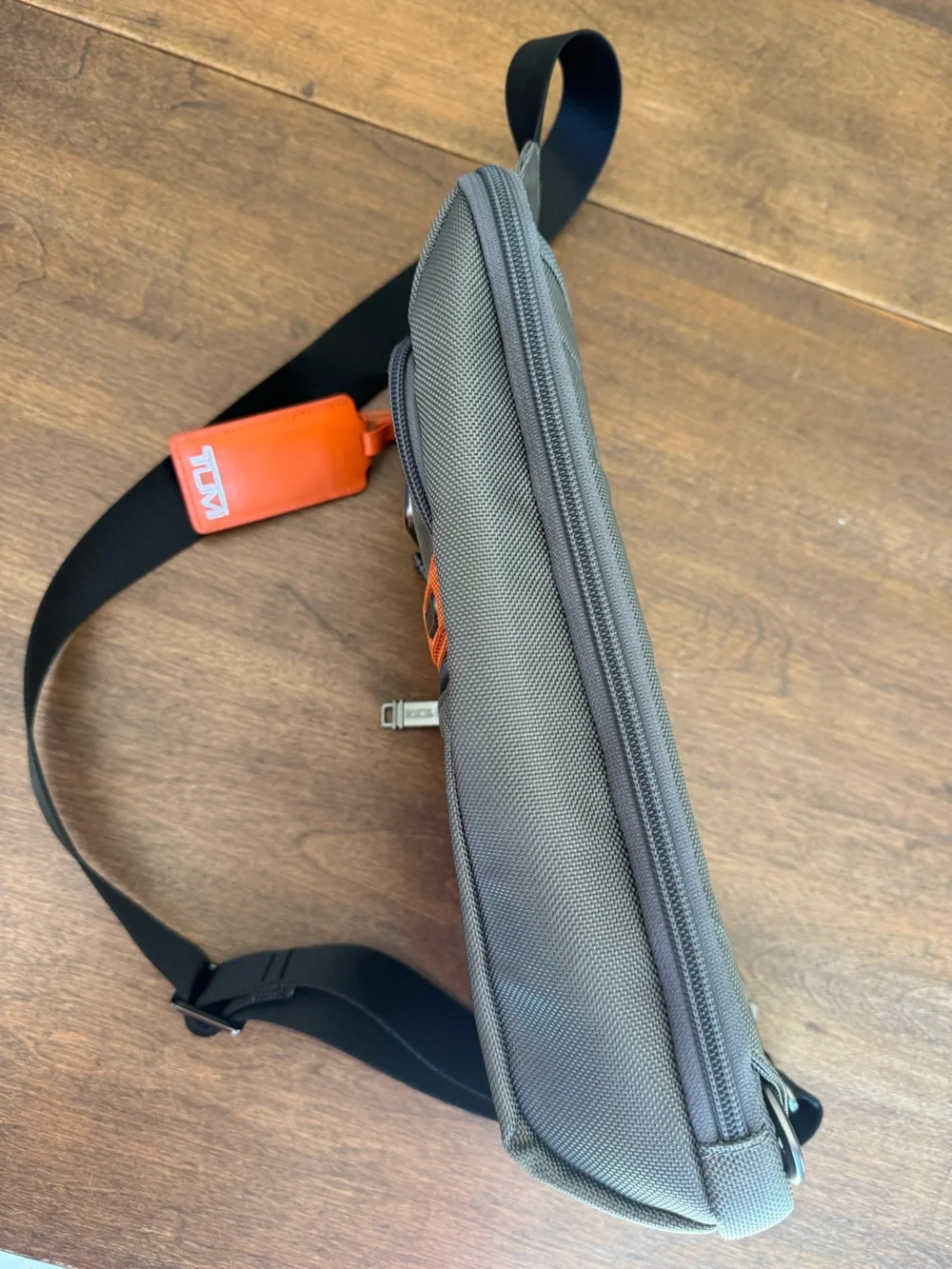 Tumi Alpha Large Sling Bag - Grey with Black & Orange